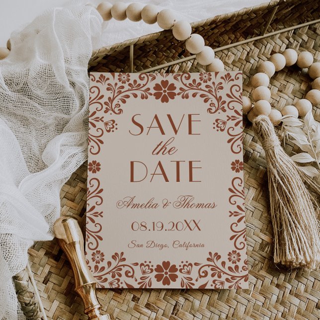 Elegante Florale Beige Hochzeit  Save The Date (Von Creator hochgeladen)