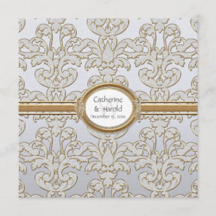Elegante Florale Blatt-Damask Barock Gold-Swirls K Einladung