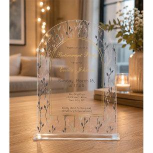 Elegante Florale Bogen-Ruhestandsfeier-Einladung Acryleinladungen