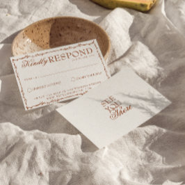 Elegante florale Boho Beige Terrakotta Erdig Hochz RSVP Karte