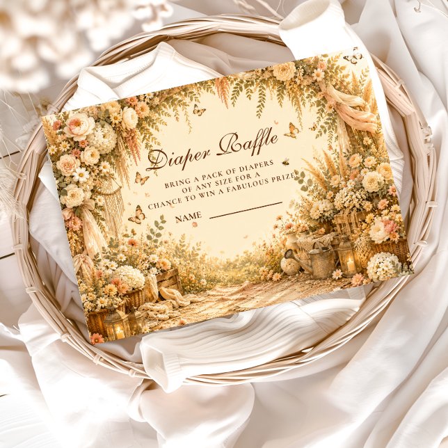 Elegante florale Boho-Windel-Raffle Begleitkarte (Von Creator hochgeladen)
