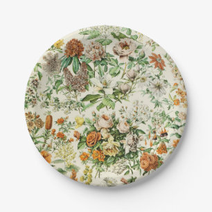 Elegante florale botanische Blumenmuster Serviette Pappteller