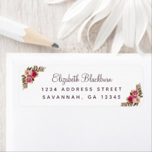 Elegante florale botanische Hochzeit-Rücksendeadre