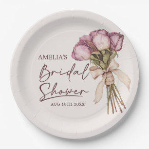 Elegante Florale Brautparty  Pappteller