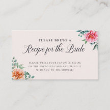 Elegante florale Brautparty Rezeptkarte