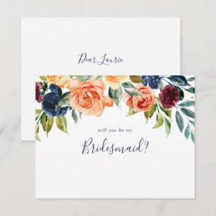 Elegante florale Bridesmaid-Empfehlungskarte Mitteilungskarte