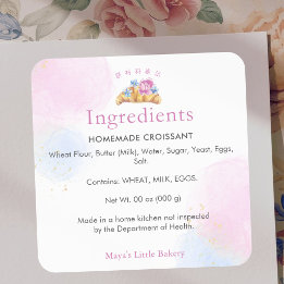 Elegante florale Croissant-Bäckerei-Zutaten-Produk Quadratischer Aufkleber