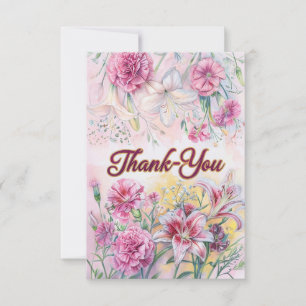 Elegante florale Dankeskarte mit Rosa und Gold Karte