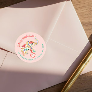 Elegante, florale Dekorative Verziert Elefantenadr Runder Aufkleber