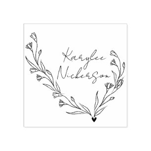 Elegante Florale Doodle-Schrift Gummistempel