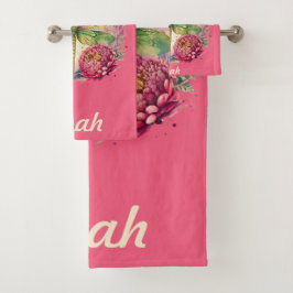Elegante florale Dragonfly mit Individuelle Name Badhandtuch Set