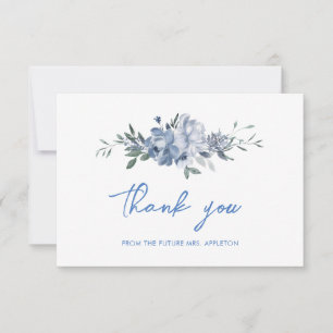 Elegante Florale Dusty Blue Brautparty Dankeskarte