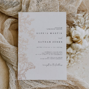 Elegante Florale Echte Rosen-Goldfolie Hochzeit Folieneinladung