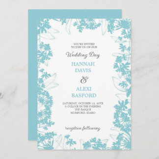 Elegante florale Edges Pale Turquoise Wedding Einladung