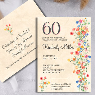 Elegante Florale Einladung zum 60. Geburtstag