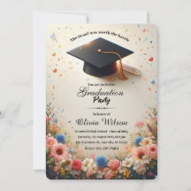 Elegante Florale Einladung zur Abschlussfeier