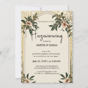 Elegante florale Einladung zur Hauseinweihung neue