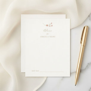 Elegante Florale Elfenbein-Hochzeitsratgeberkarte Hinweiskarte