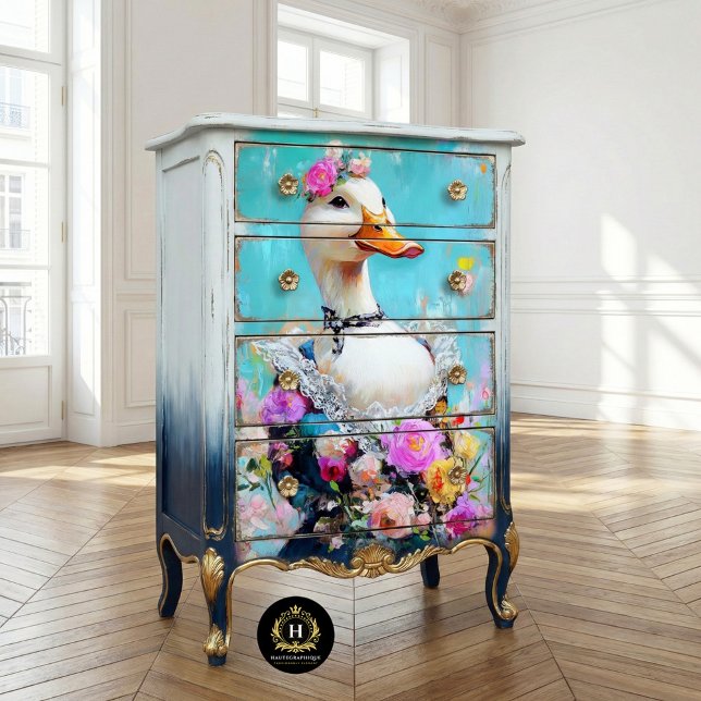 Elegante florale Ente Whimsical Decoupage Seidenpapier (Von Creator hochgeladen)