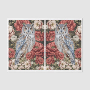 Elegante florale Eulen-Dekupage Seidenpapier