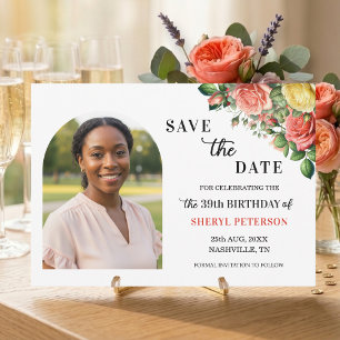 Elegante florale Foto 39. Geburtstagsfeier Save The Date