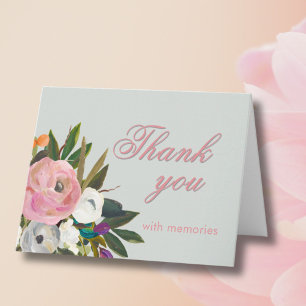 Elegante Florale Foto-Link 60. Geburtstagsfeier Dankeskarte