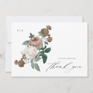Elegante florale Foto-Tauf-Dankeskarten Karte
