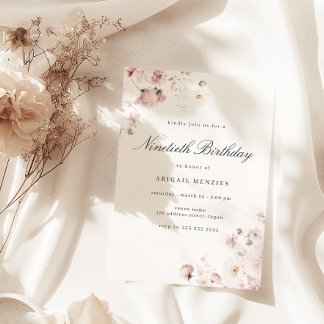 Elegante florale Frauen 90. Geburtstagsparty Einladung
