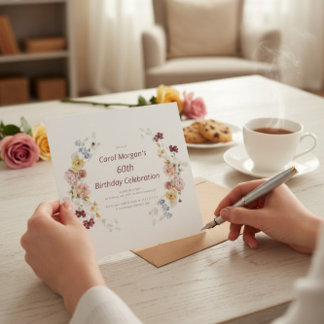Elegante Florale Garten 60. Geburtstagseinladung Einladung