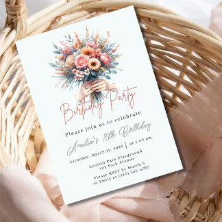 Elegante Florale Geburtstagseinladung zum Sweet 16 Einladung