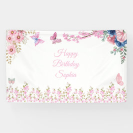 Elegante florale Geburtstagsparty Banner