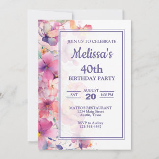 Elegante florale Geburtstagsparty Einladung