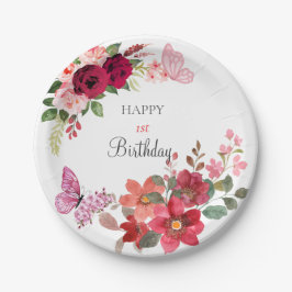 Elegante florale Geburtstagsparty Pappteller