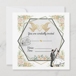 Elegante florale geometrische Hochzeitseinladung Save The Date