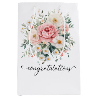 Elegante Florale Gratulations-Geschenktasche Mittlere Geschenktüte