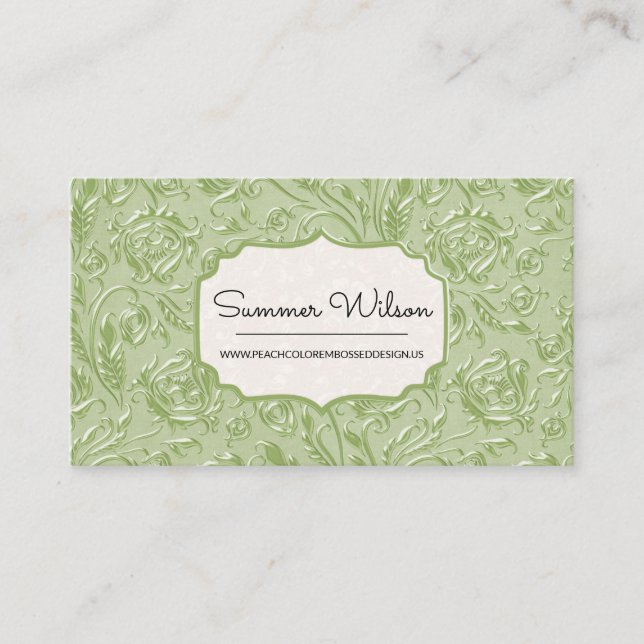 Elegante florale Green Business Card Visitenkarte (Vorderseite)
