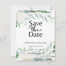 Elegante Florale Gruene Save-The-Date-Karte