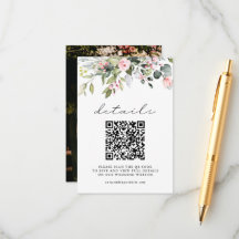 Elegante Florale Grünpflanzen QR-Code und Foto Hoc