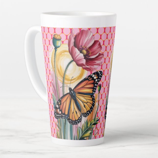 Elegante florale Grußkarte Milchtasse (Linke Ecke)