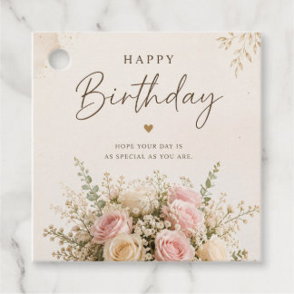 Elegante florale Happy Birthday-Geschenk-Anhänger Geschenkanhänger