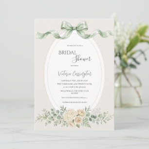 Elegante Florale Hellgrüne Vintage-Brautparty Einladung