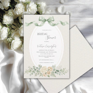 Elegante Florale Hellgrüne Vintage-Brautparty Einladung