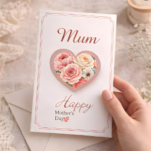 Elegante Florale Herz-„Mama“-Muttertagskarte Karte