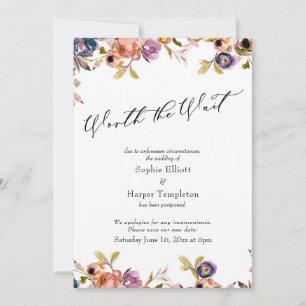 Elegante Florale Hochzeit aufgeschoben, aber wert Einladung