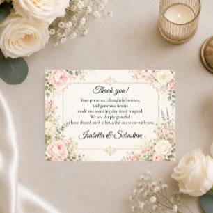 Elegante Florale Hochzeit Dankeskarte