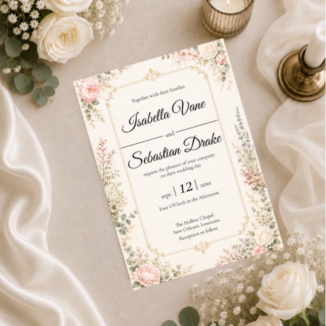 Elegante Florale Hochzeit Einladung (Von Creator hochgeladen)