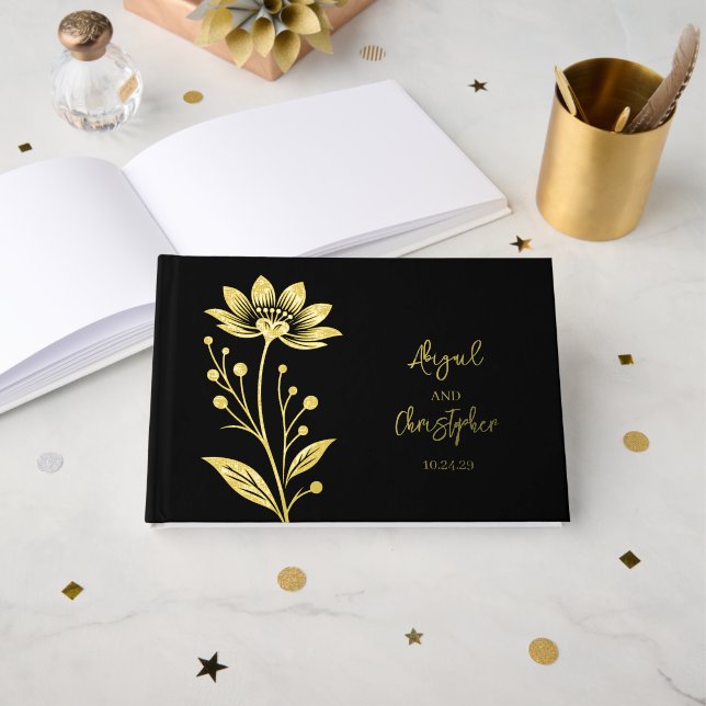 Elegante florale Hochzeit Gästebuch (Vorderseite Offen)