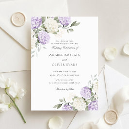 Elegante Florale Hochzeit mit lila Hortensien und Einladung