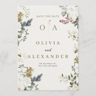 Elegante florale Hochzeit - Save the Date Aquare Einladung