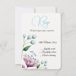 Elegante florale Hochzeit Soft Botanical Romance RSVP Karte